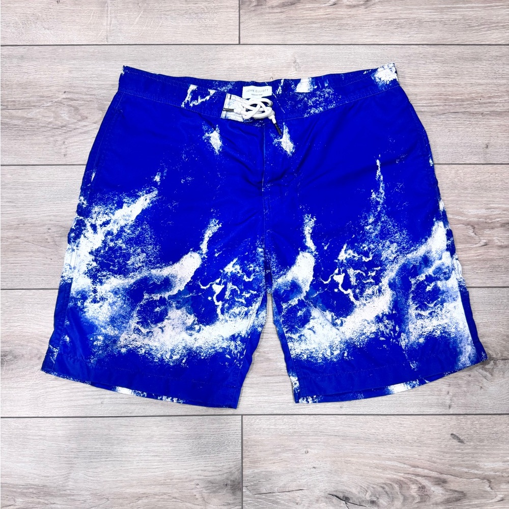 John Elliott Blue and White Board Shorts Quick-Dry Swimwear Size 4/XL